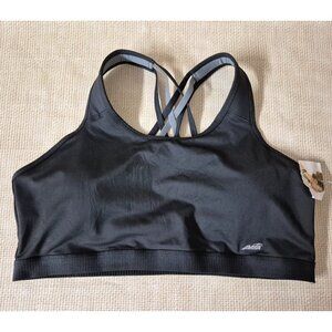 NWT Avia Women Sports Bra Black & Gray Strappy Racerback Removable Pads 3XL XXXL